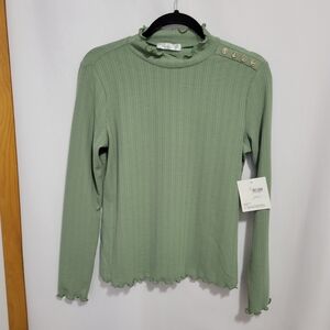 89th & Madison Sage Green Mock Turtleneck L/S Top, Size S. New with tags